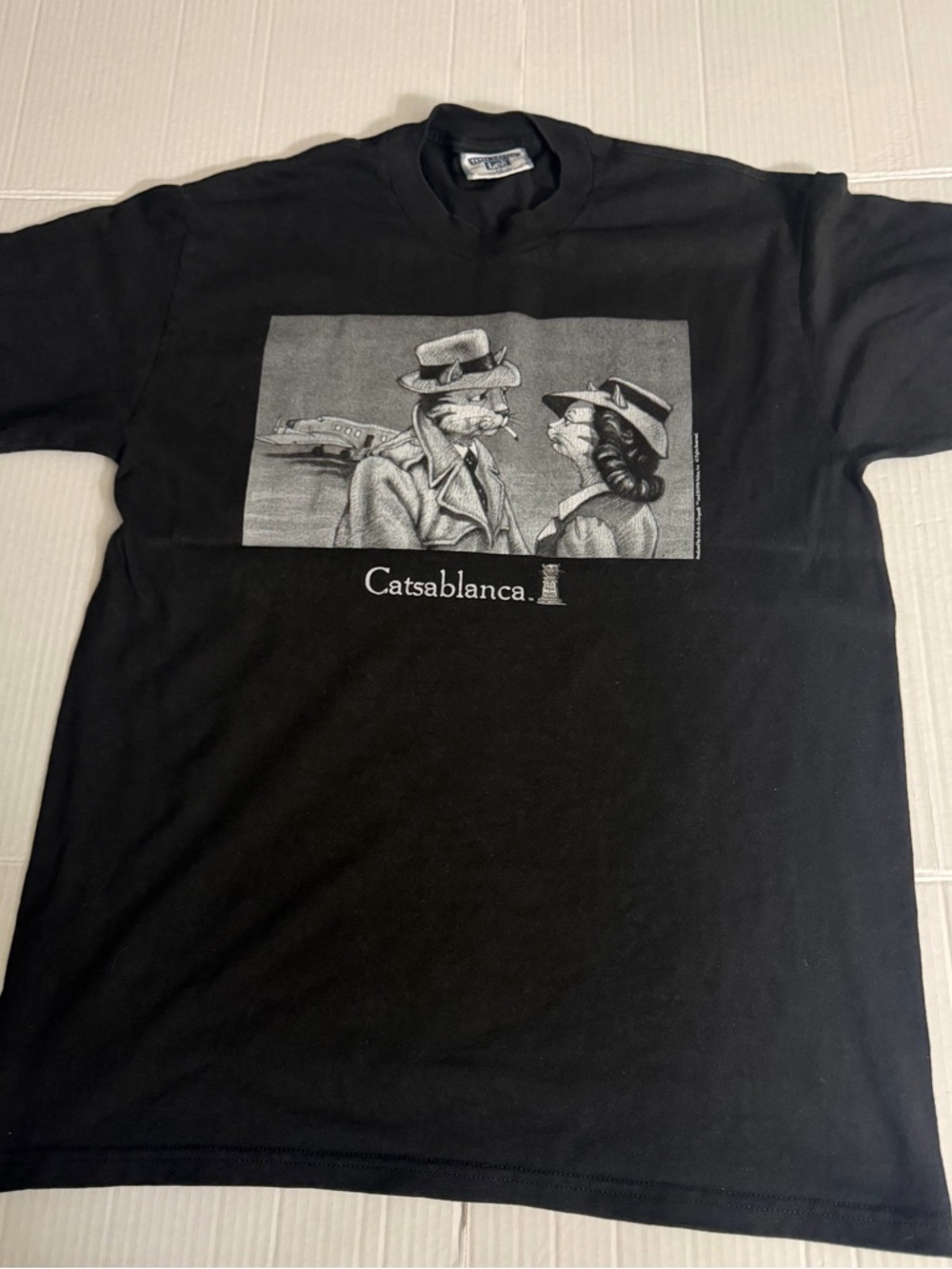 VTG 1996  Catsablanca T-Shirt Lee Heavyweight Movie Parody Cat Graphic Size M